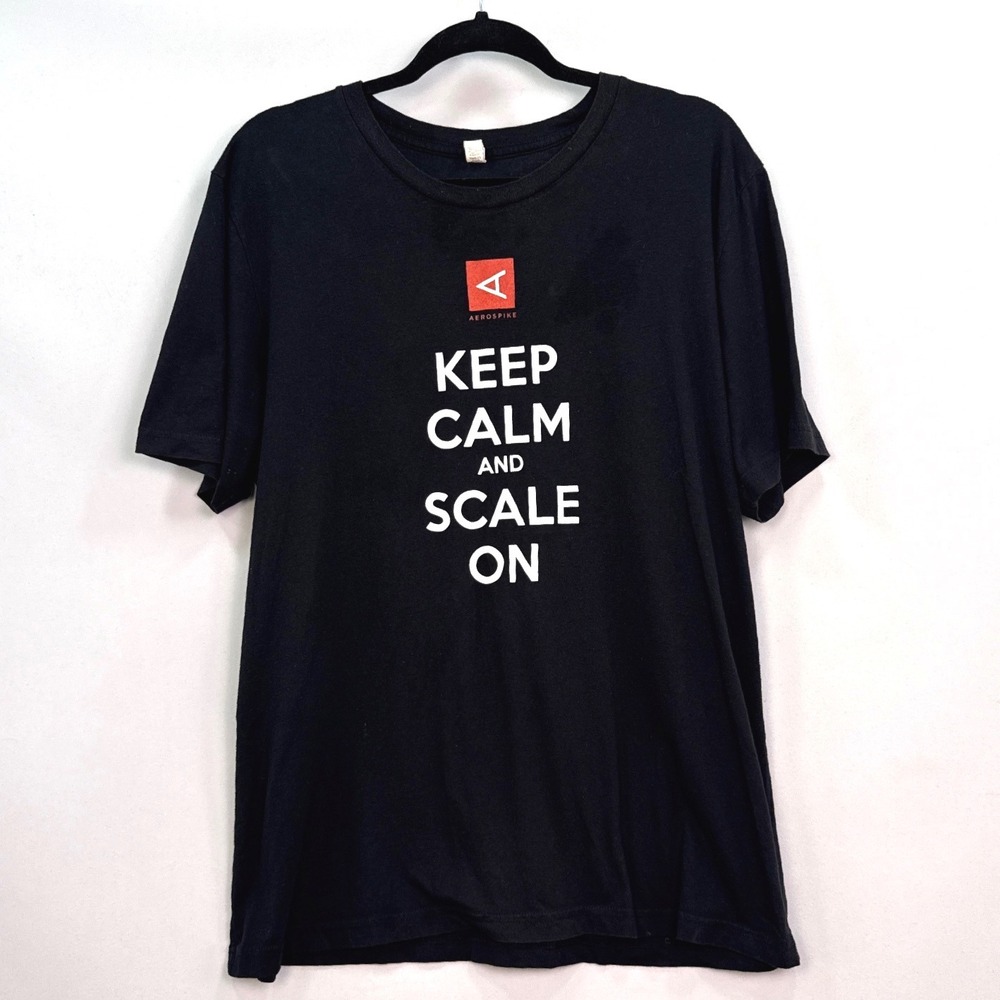 Aerospike Keep Calm and Scale On Tech Promo Graphic T-Shirt Black XL Canvas